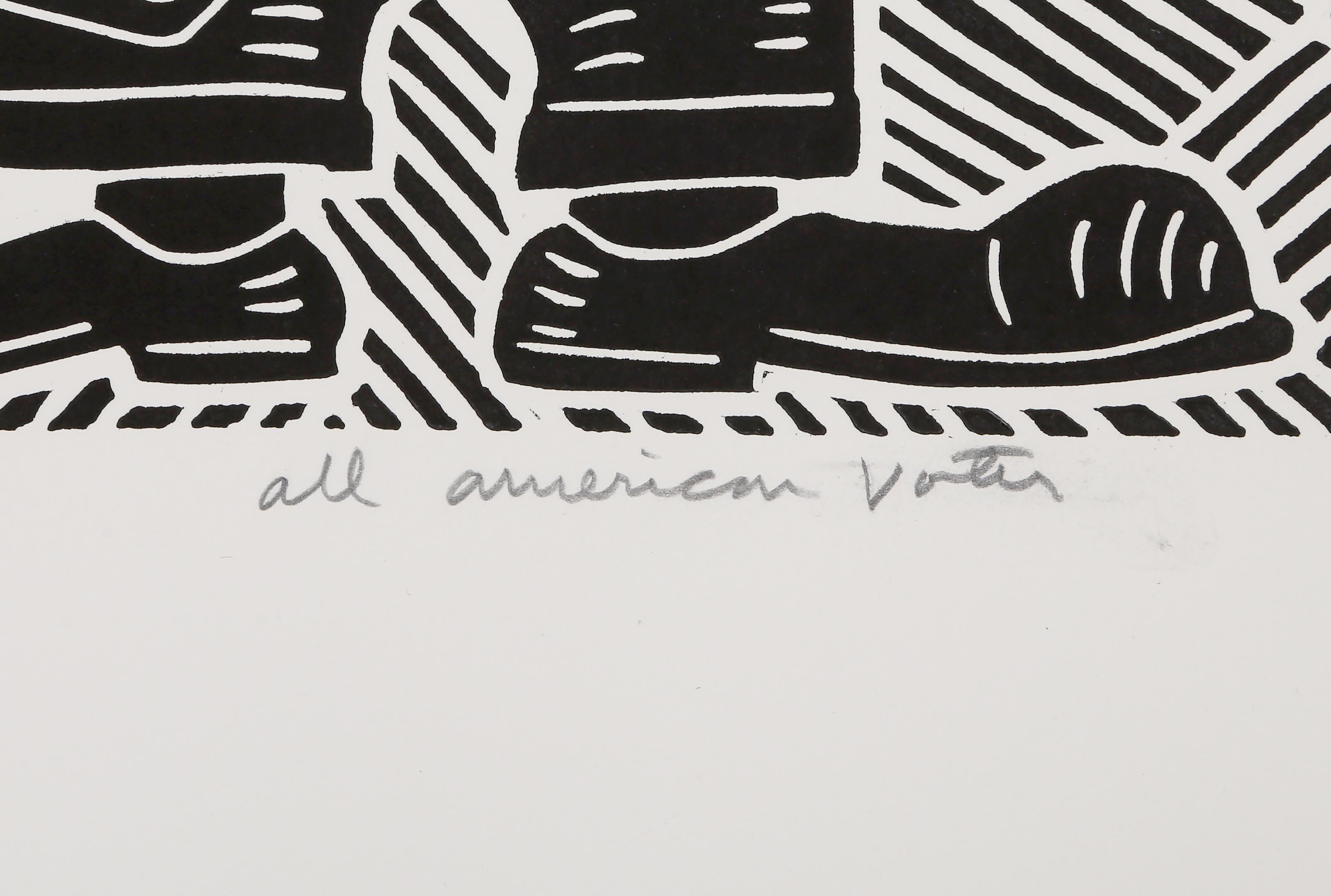 All American Voter, Pop Art Linocut by Richard Mock For Sale 4
