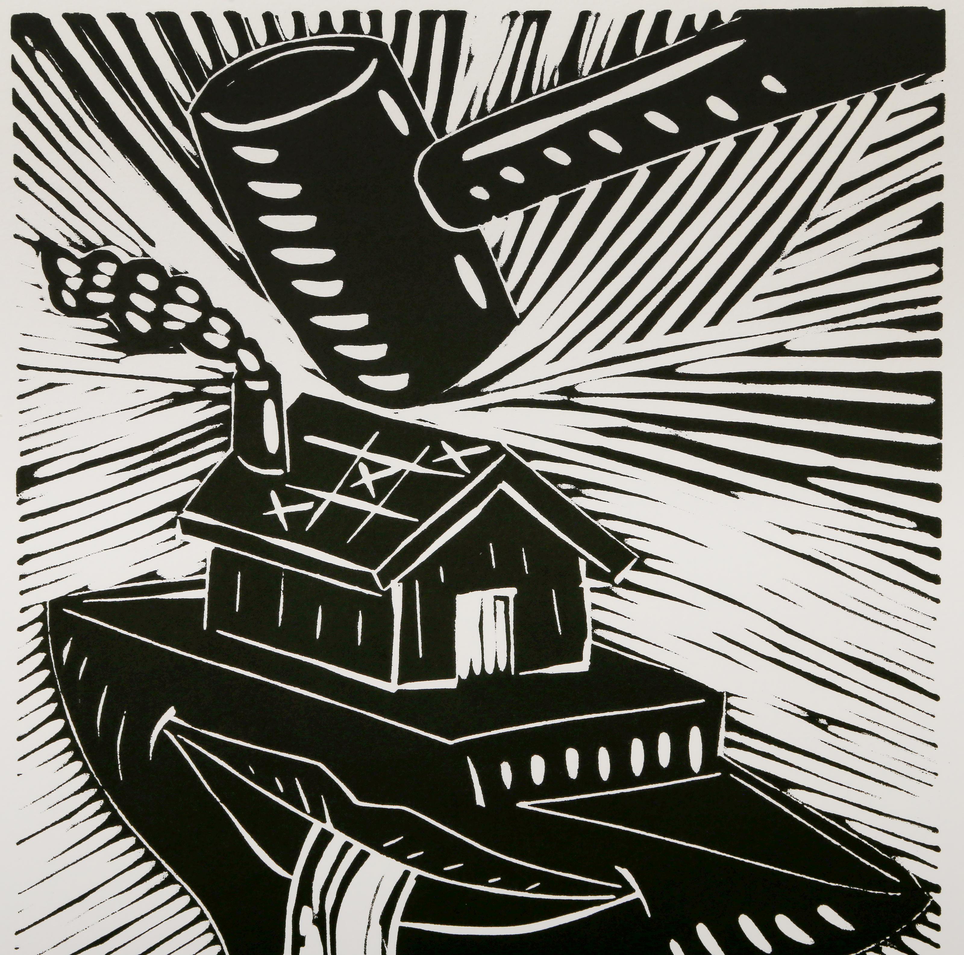 Enclume, Linogravure Pop Art de Richard Mock en vente 1