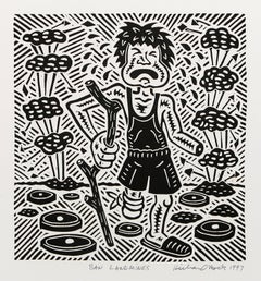 Prohibir las minas terrestres, Linograbado Pop Art de Richard Mock