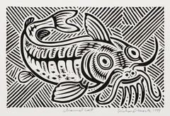 Gato de canal, linograbado Pop Art de Richard Mock
