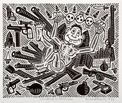 Infancia en América, Linograbado Pop Art de Richard Mock