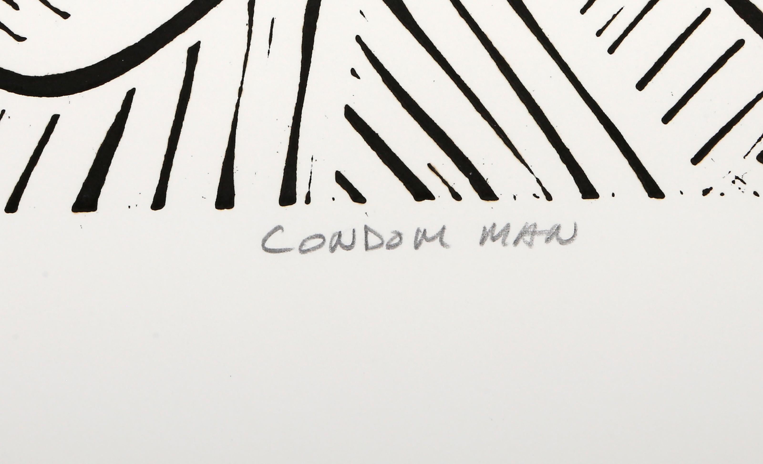 Hombre Condón, Linograbado Pop Art de Richard Mock en venta 3