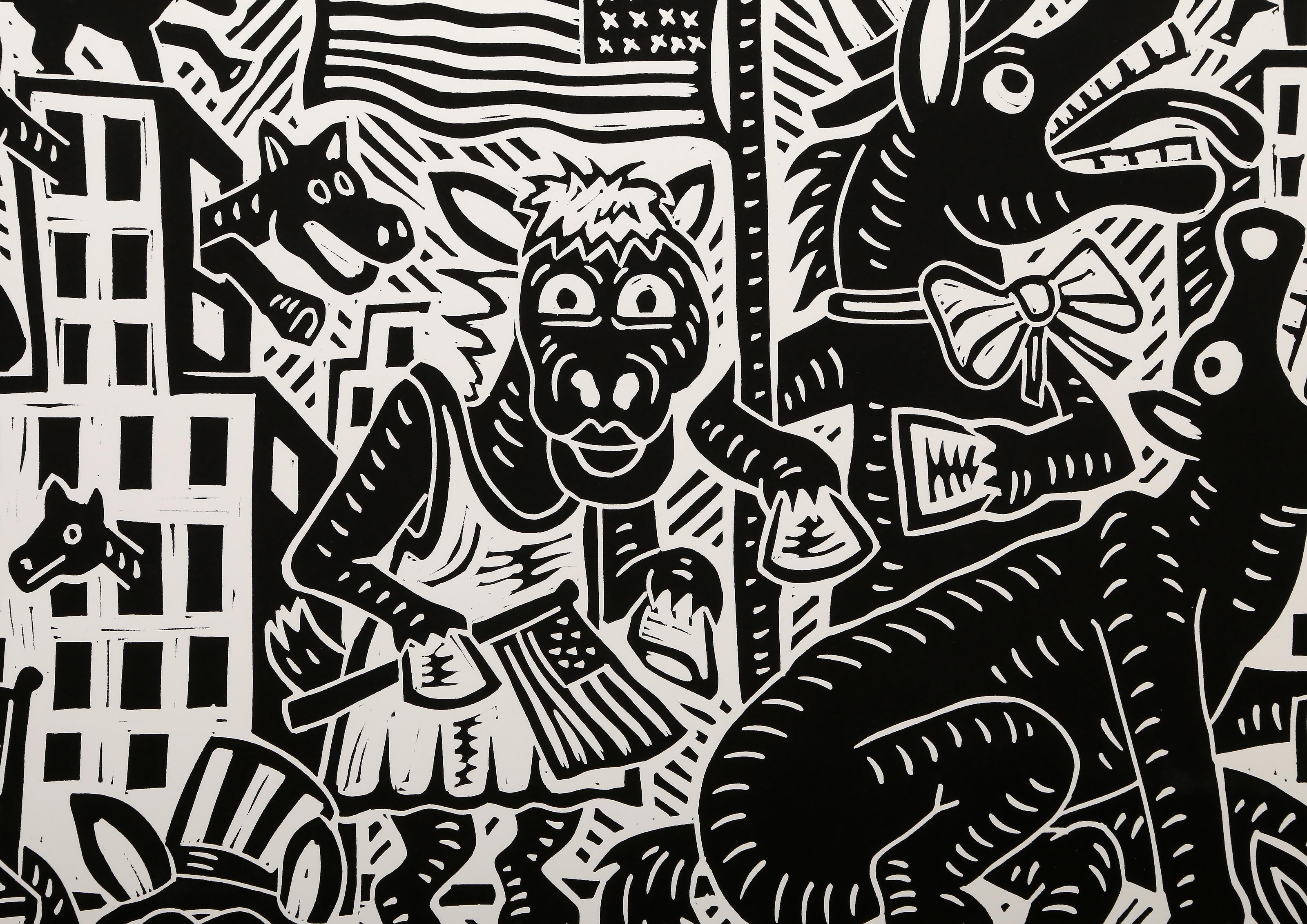 Democrats, Pop Art Linocut by Richard Mock For Sale 1