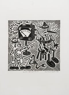 Vertrauen zwischen Arzt und Patient, Pop-Art-Linolschnitt von Richard Mock