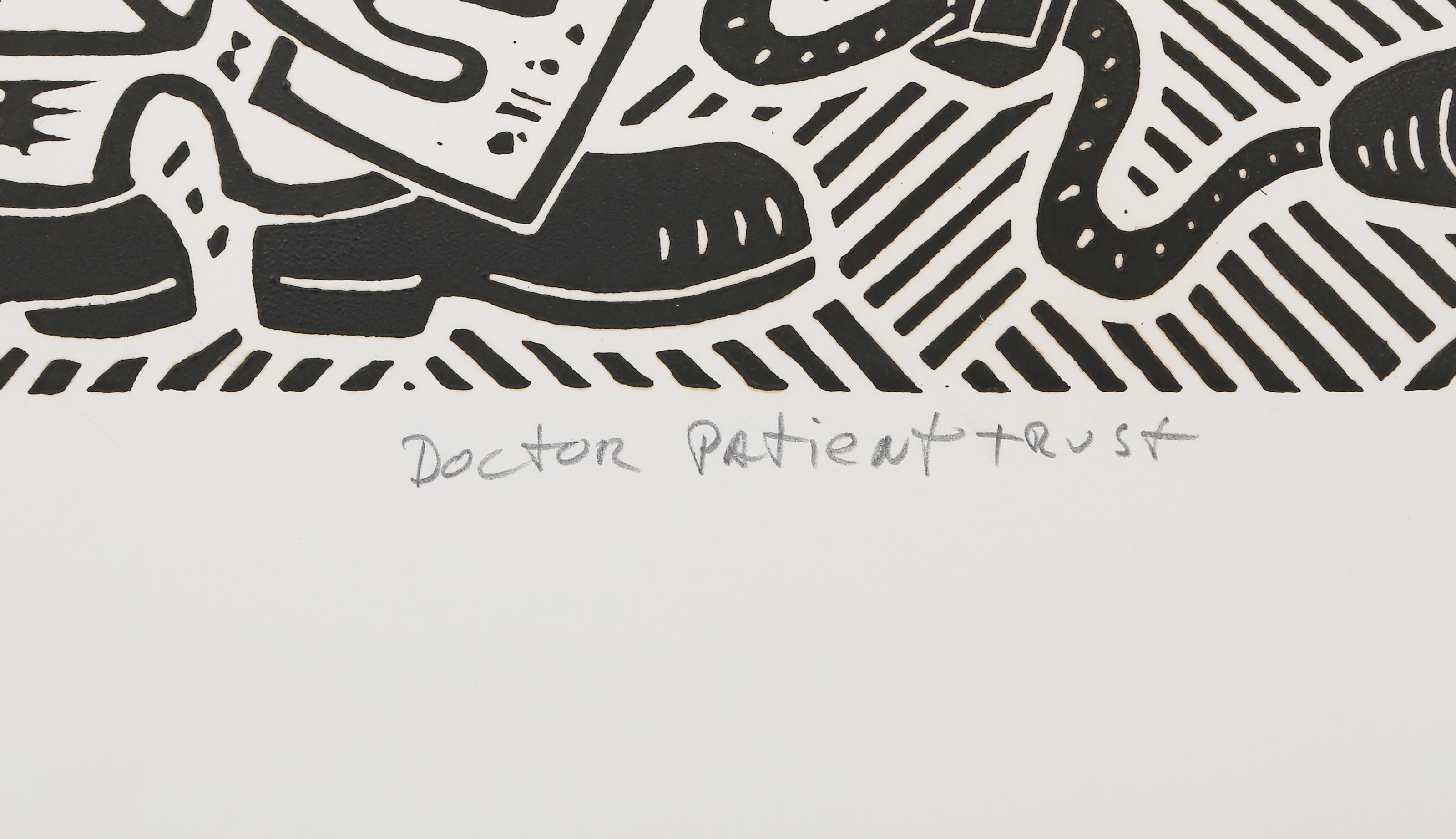 Confianza Doctor Paciente, Linograbado Pop Art de Richard Mock en venta 3