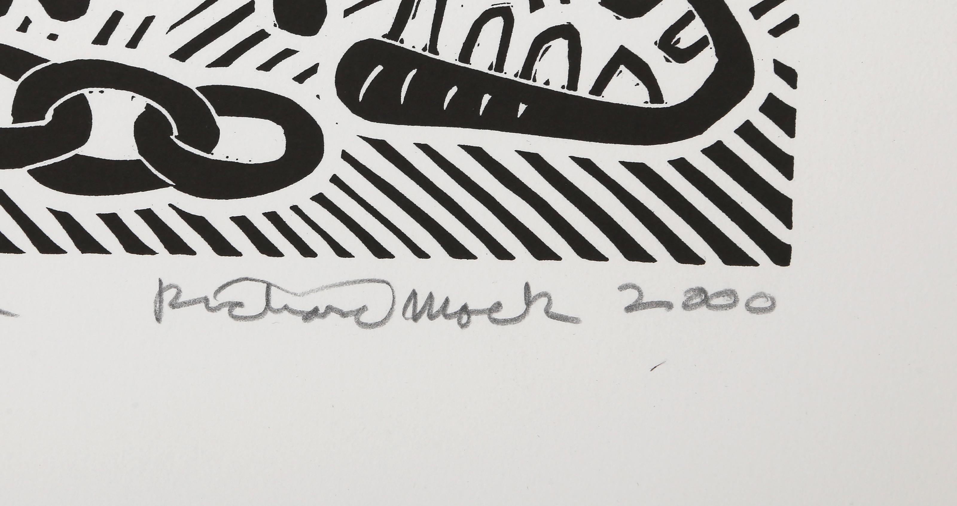 Violence domestique, linogravure pop art de Richard Mock en vente 2
