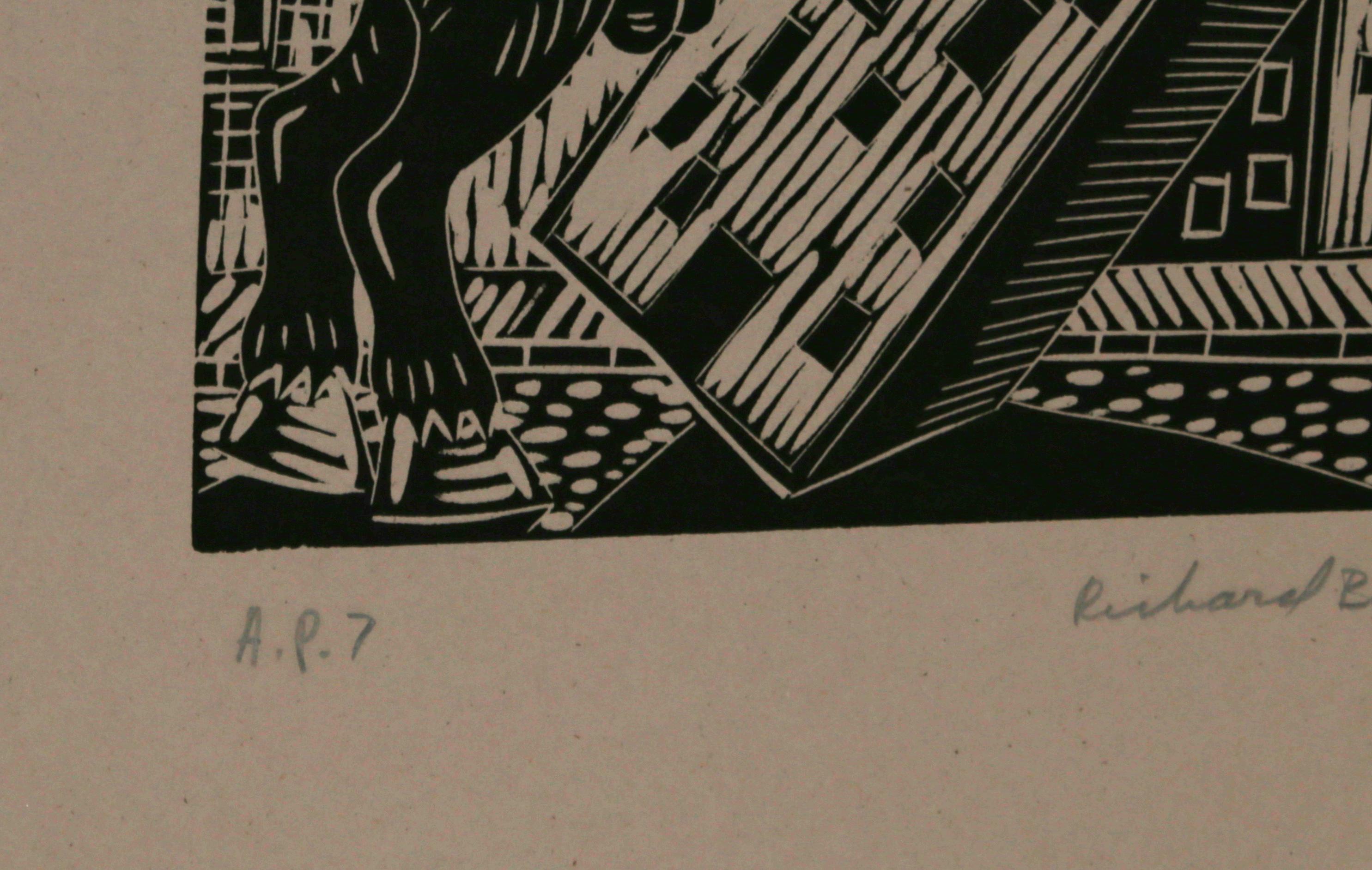 L'âne sur l'Empire State Building, linogravure Pop Art de Richard Mock en vente 1