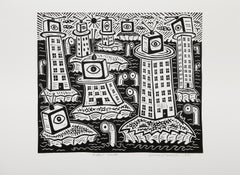 Future World, Pop Art Linocut by Richard Mock