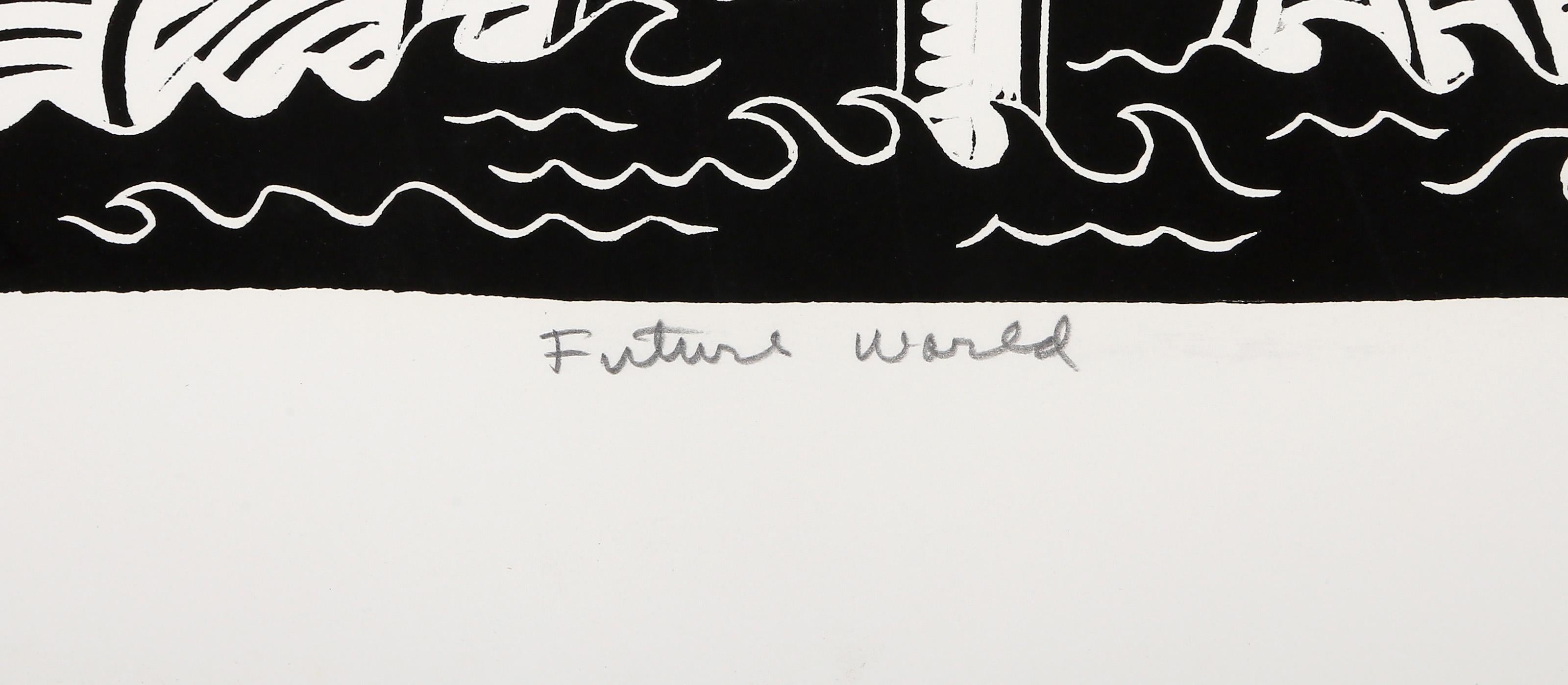 Future World, Pop Art Linocut by Richard Mock For Sale 3