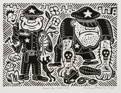 Poli bueno, poli malo, linograbado Pop Art de Richard Mock
