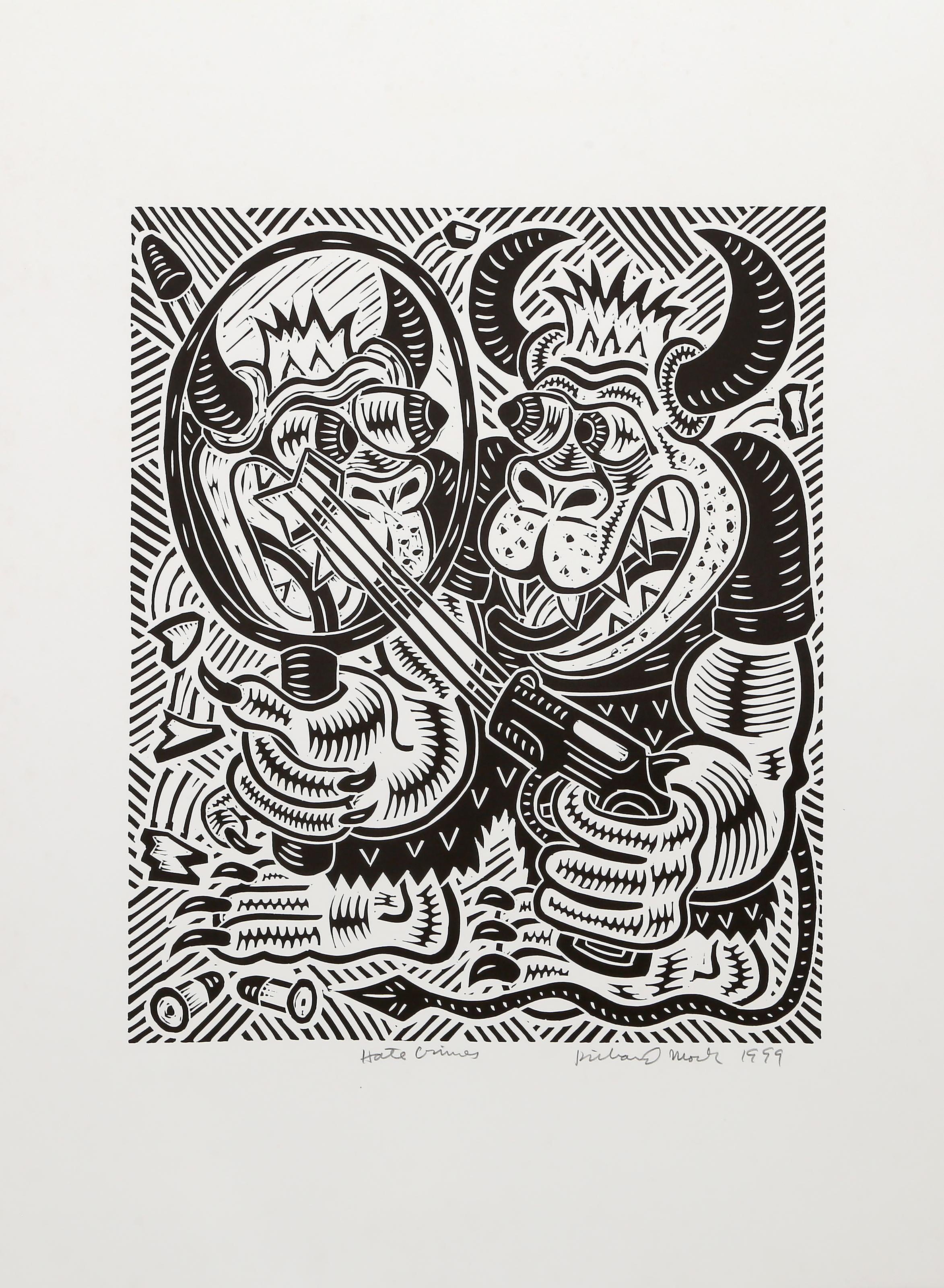 Crímenes de odio, Linograbado Pop Art de Richard Mock en venta 1