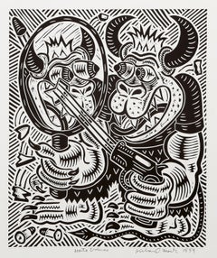 Crimes de haine, linogravure pop art de Richard Mock