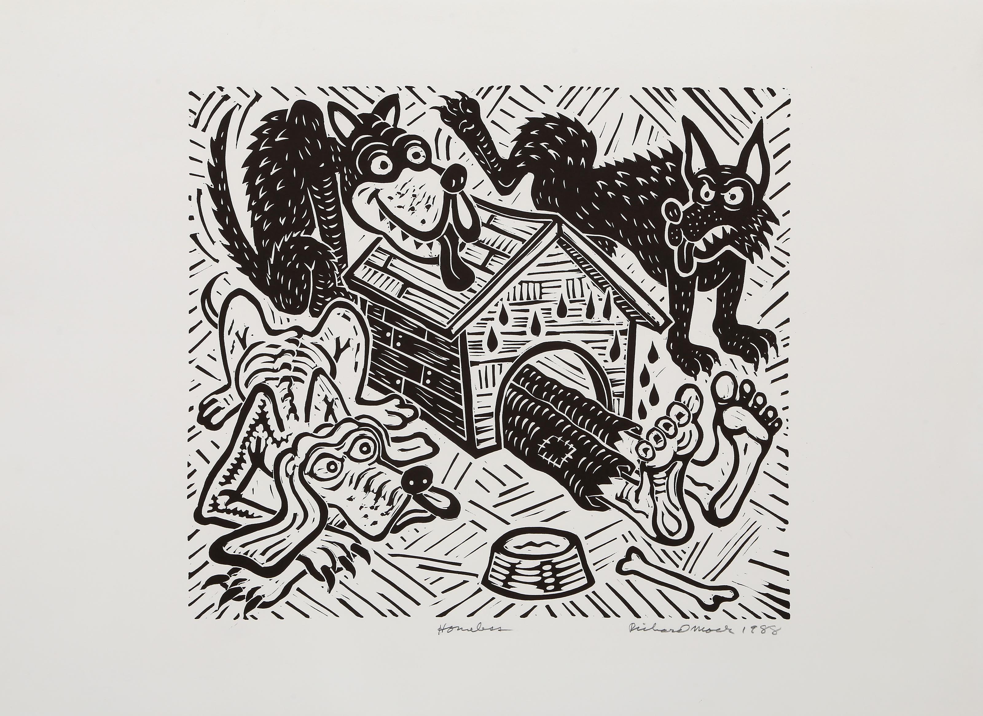 Homeless, Linogravure Pop Art de Richard Mock en vente 1