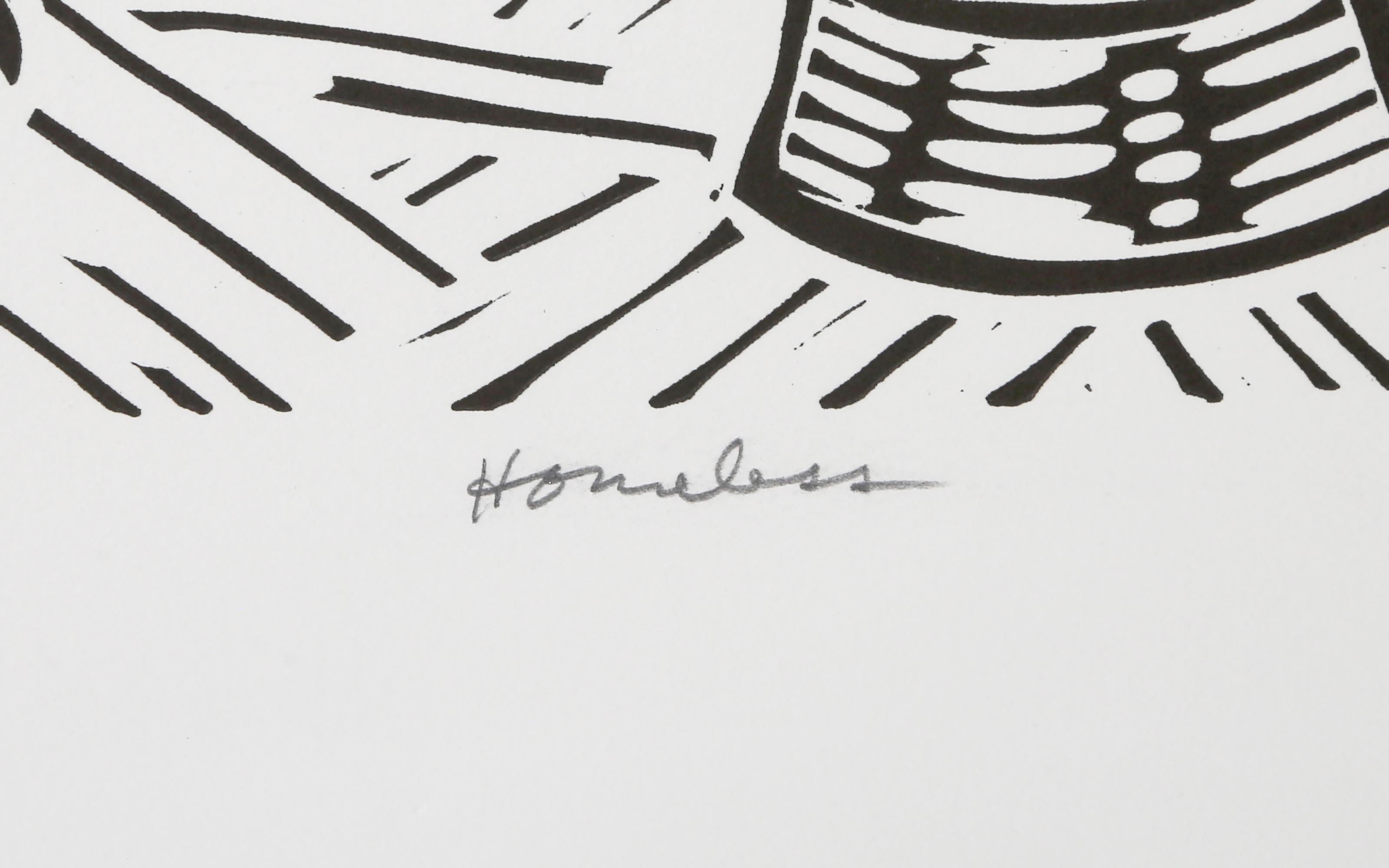 Homeless, Linogravure Pop Art de Richard Mock en vente 3