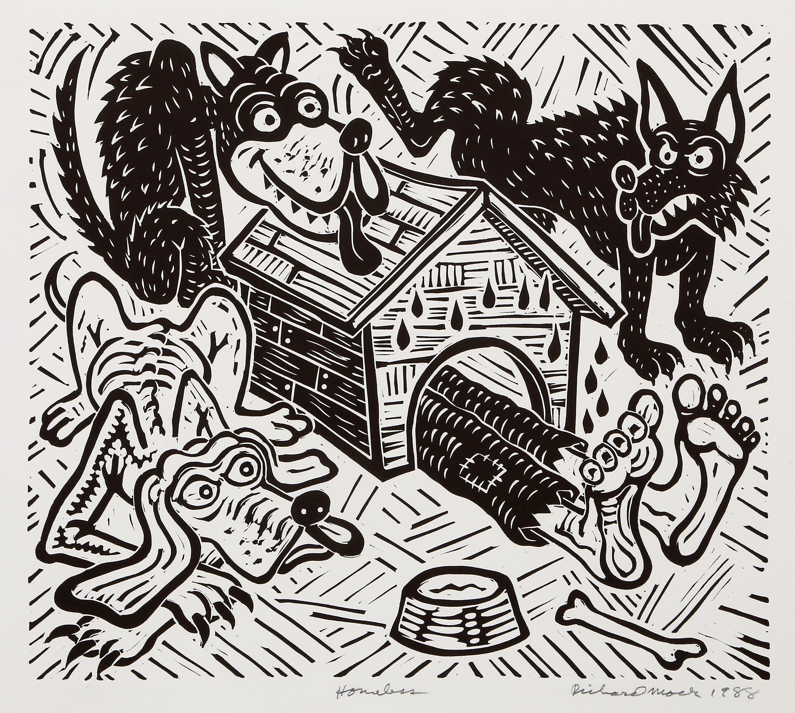 Homeless, Linogravure Pop Art de Richard Mock