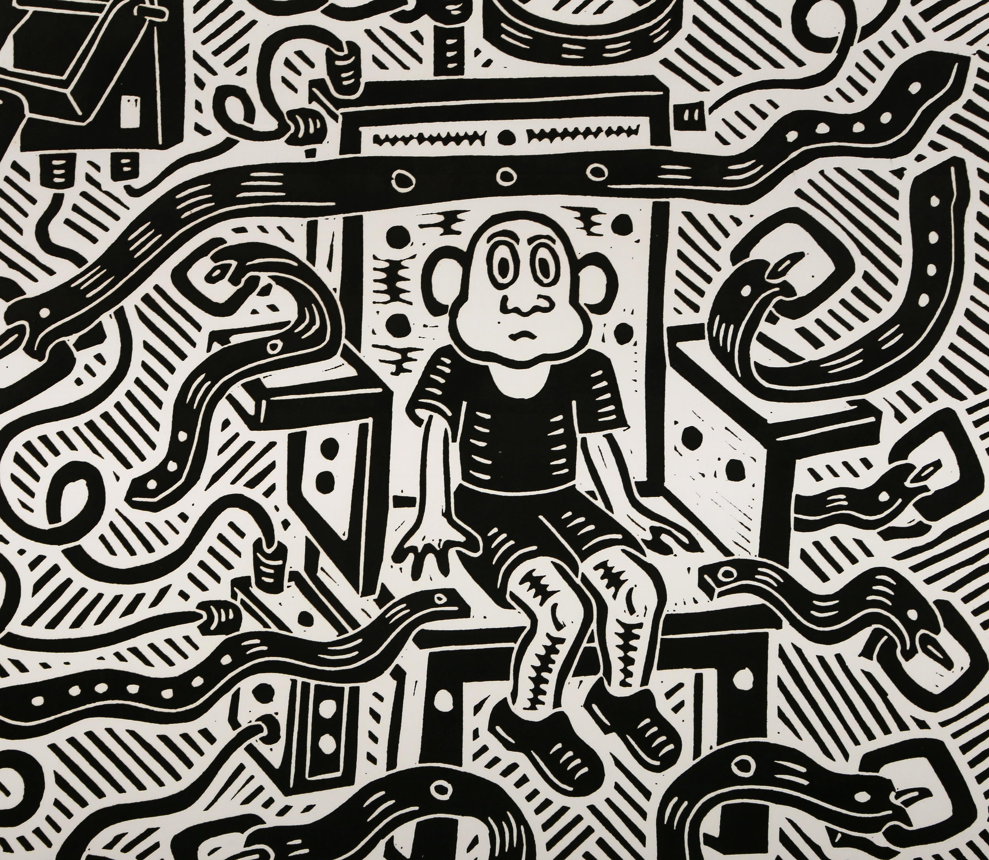 Menores + Justicia, Linograbado Pop Art de Richard Mock en venta 1