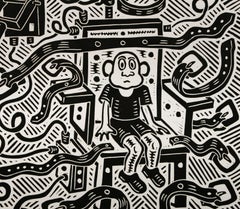 Juveniles + Justice, Pop-Art-Linolschnitt von Richard Mock