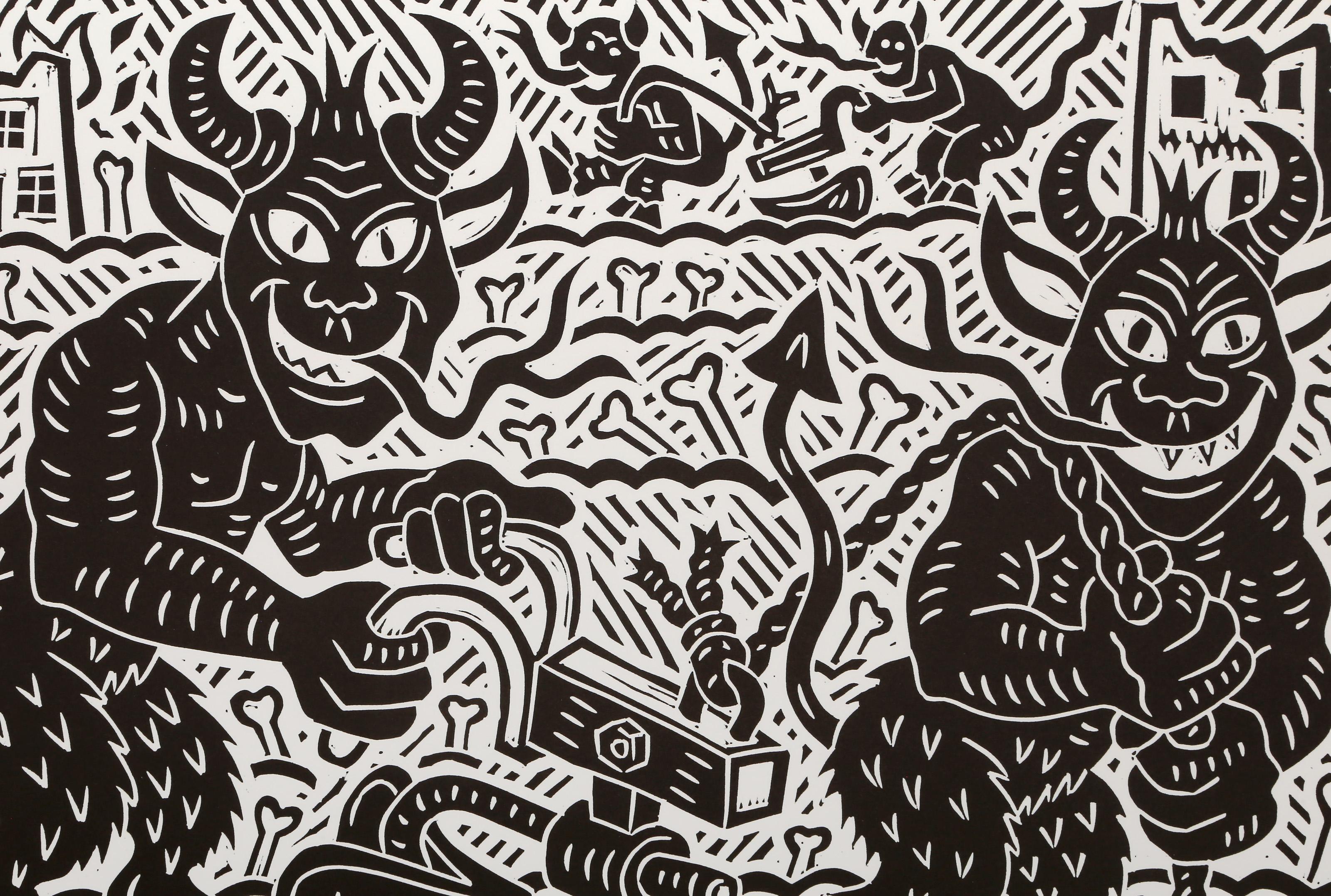 Kosovo, Linograbado Pop Art de Richard Mock en venta 1