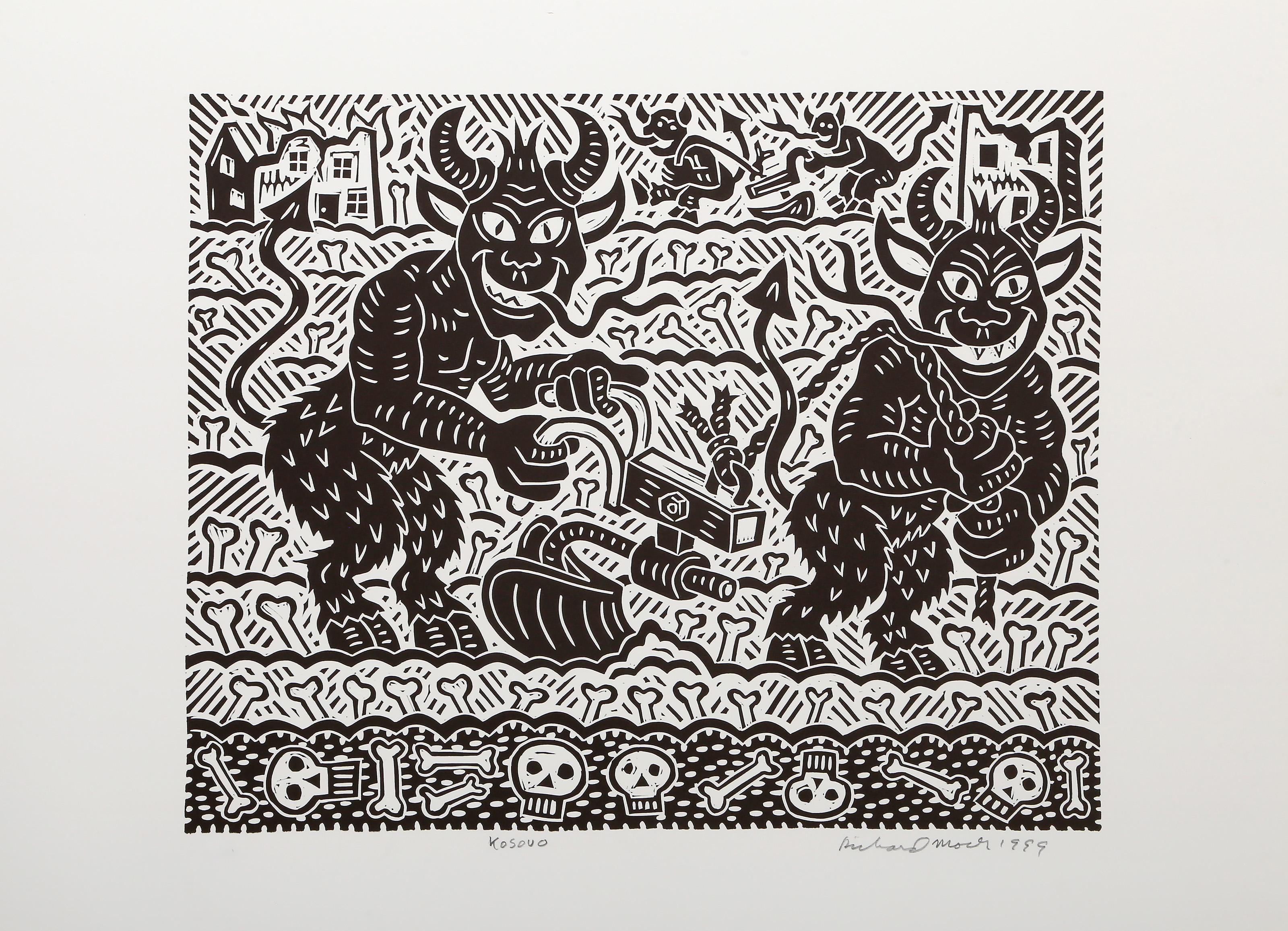 Kosovo, Linograbado Pop Art de Richard Mock en venta 2