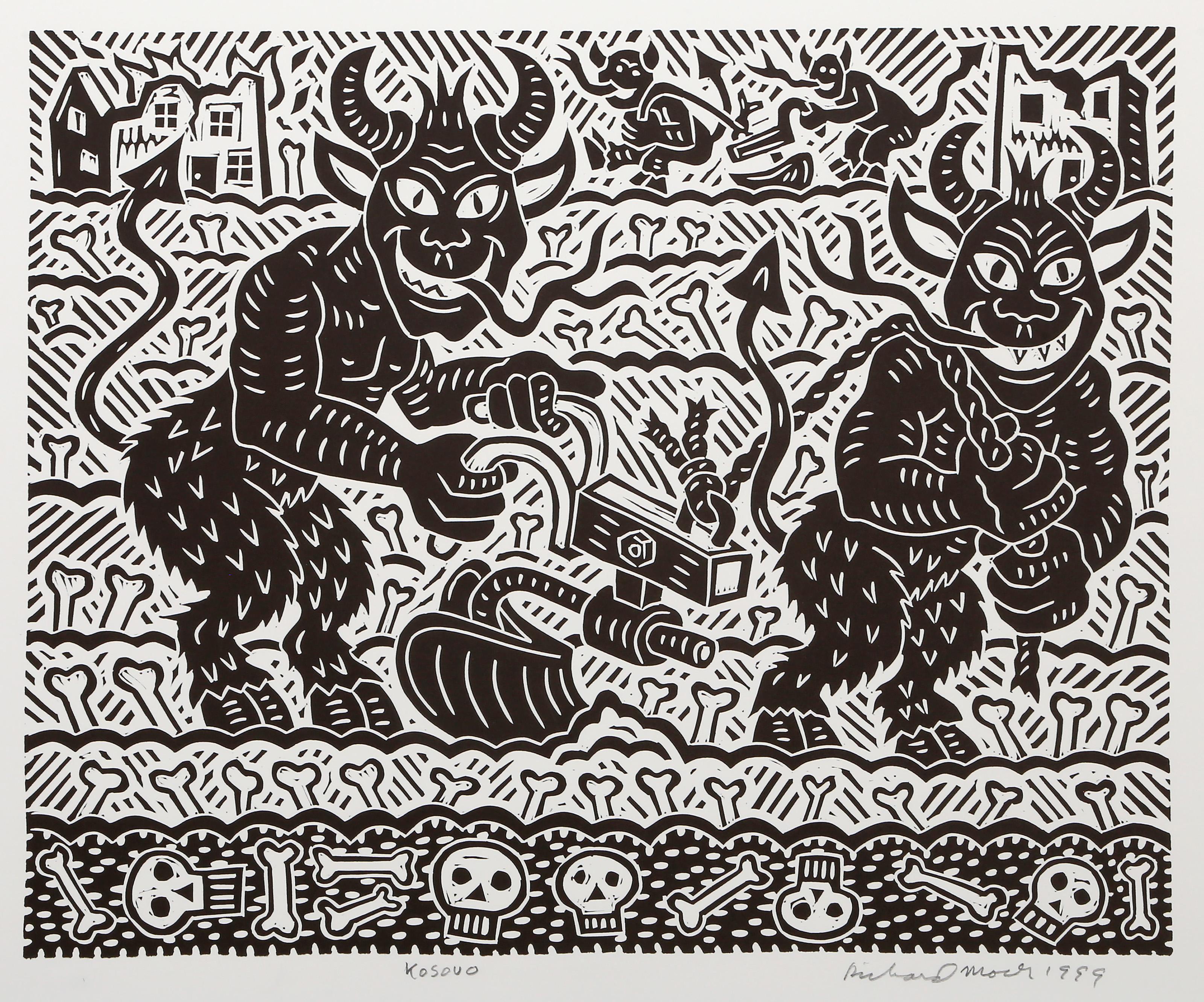 Kosovo, Linograbado Pop Art de Richard Mock