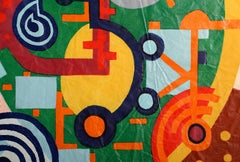 Mechanics, Abstract Geometric Linocut by Richard Mock