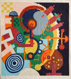 Mechanics, Abstract Geometric Linocut by Richard Mock