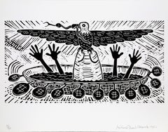 Le Mexique a besoin d'une aide spéciale, linogravure pop art de Richard Mock