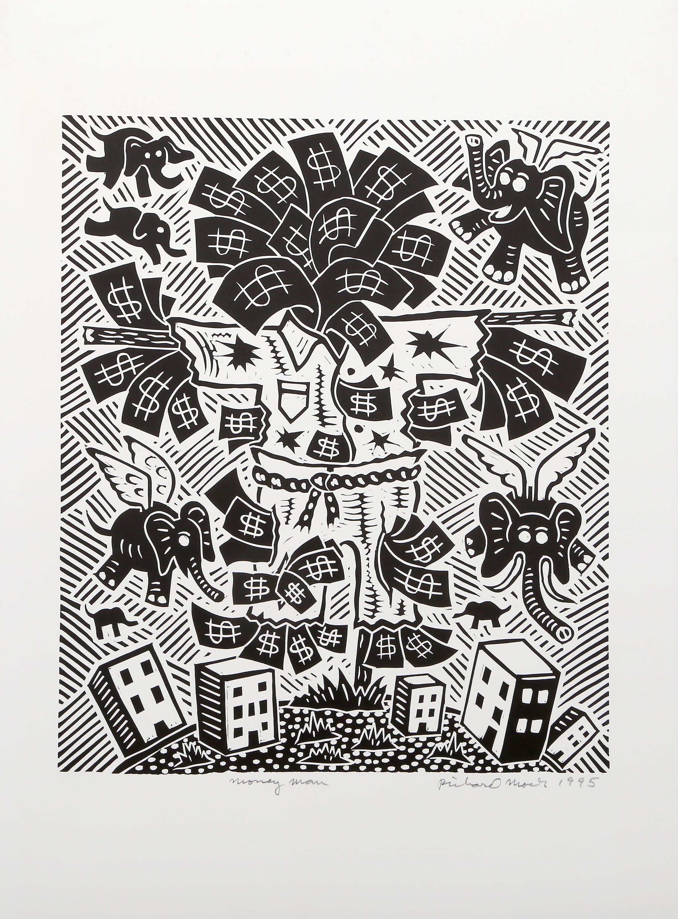 Money Man, Pop Art Linocut by Richard Mock For Sale 2
