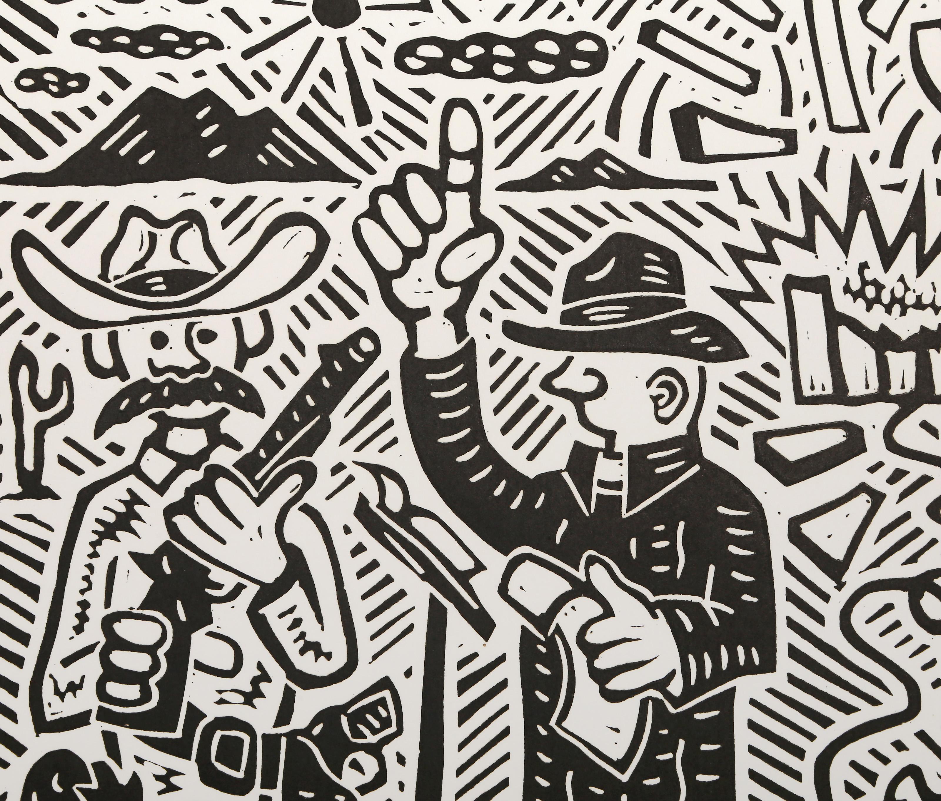 Montana Man, Pop Art Linocut by Richard Mock For Sale 1