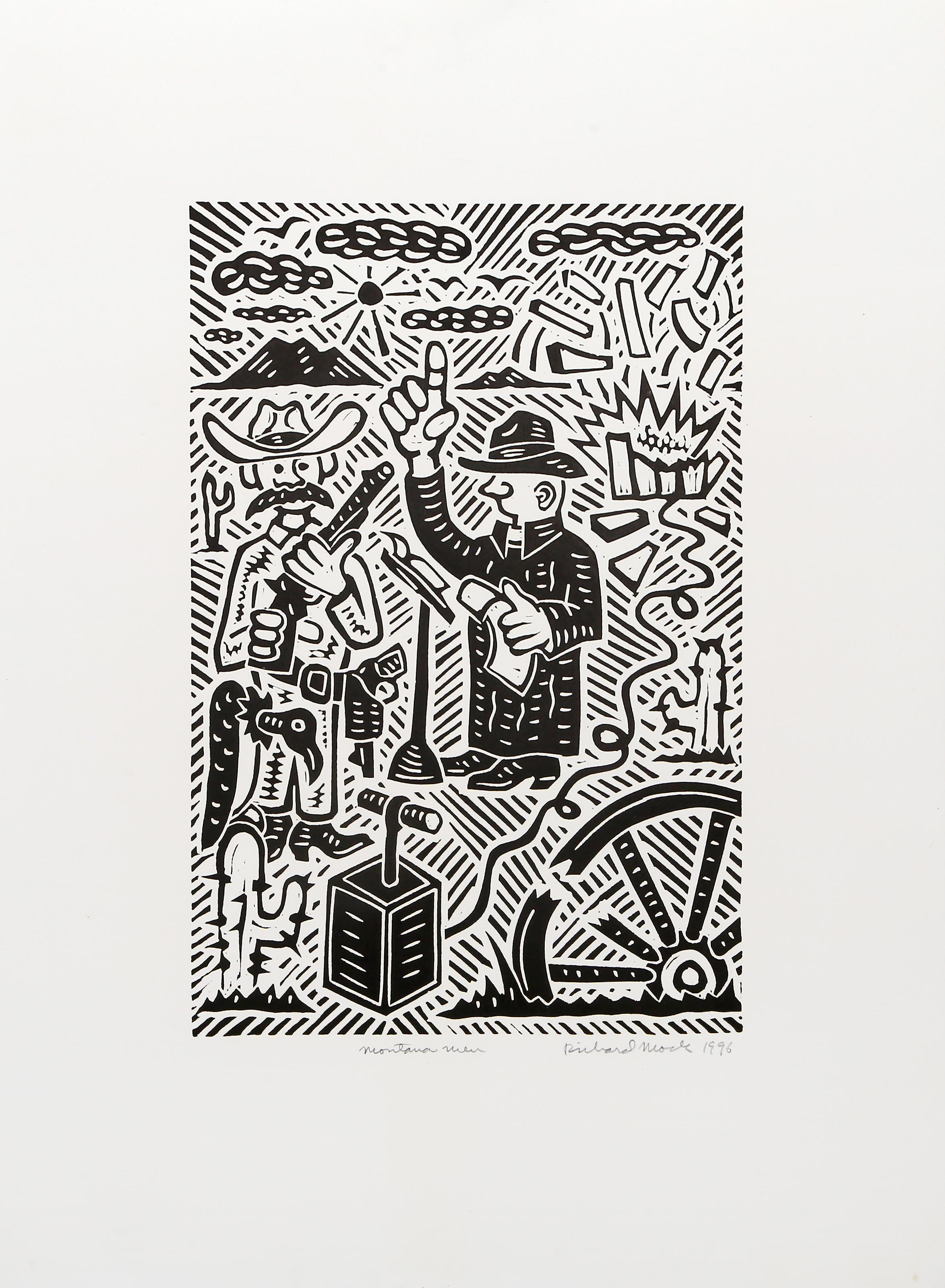 Montana Man, Pop Art Linocut by Richard Mock For Sale 2