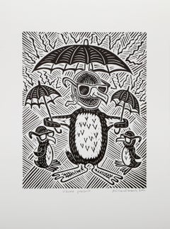 Ozone Penguin, Pop Art Linocut by Richard Mock