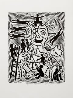 Bevölkerungsmigration, Pop-Art-Linolschnitt von Richard Mock