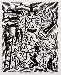 Population Migration, Pop Art Linocut by Richard Mock