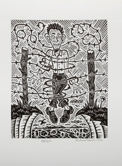 Refugee, Pop Art Linocut by Richard Mock