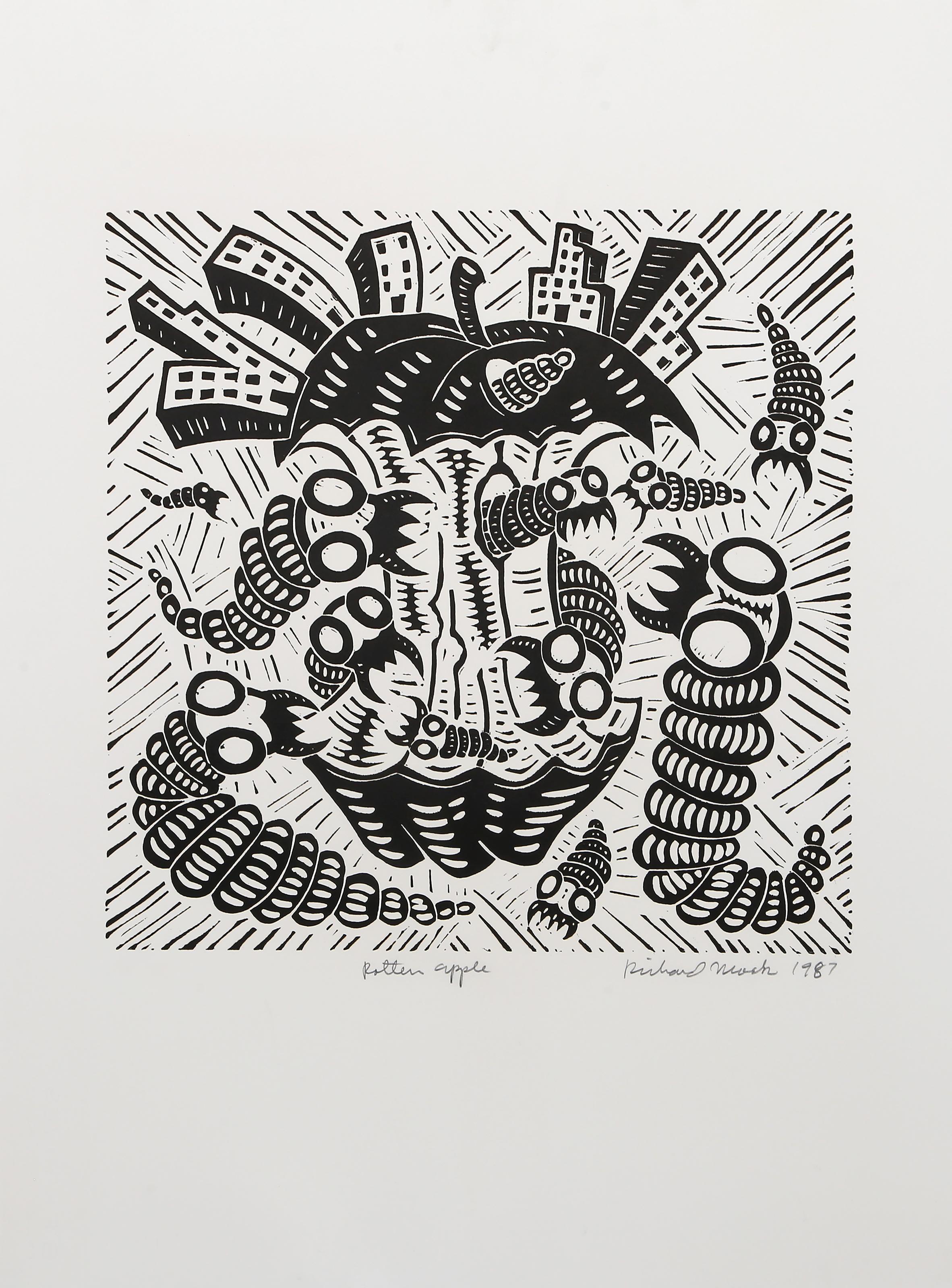 Rotten Apple, Linogravure Pop Art de Richard Mock en vente 1