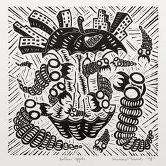Rotten Apple, Linogravure Pop Art de Richard Mock