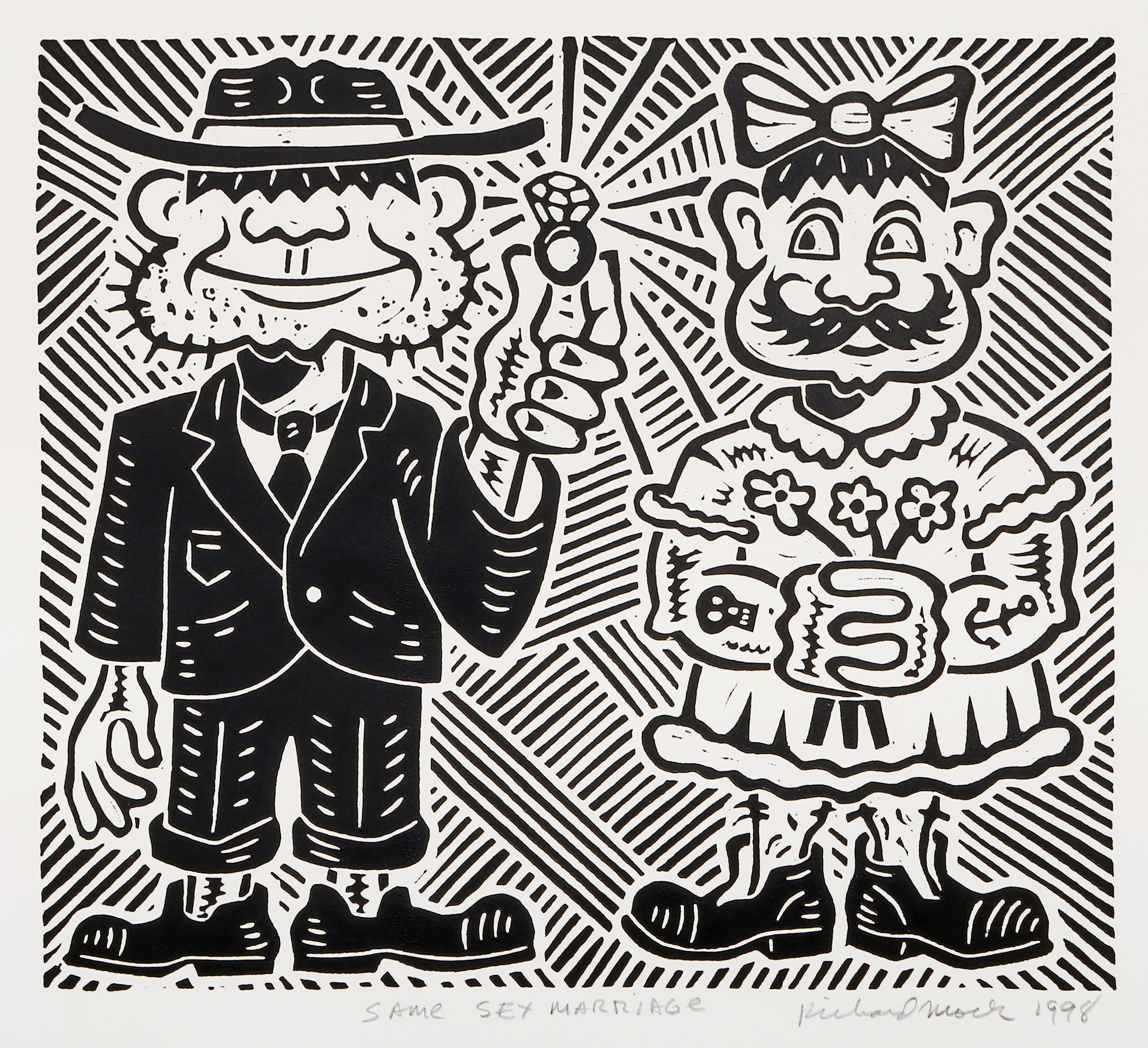 Matrimonio entre personas del mismo sexo, Linograbado Pop Art de Richard Mock