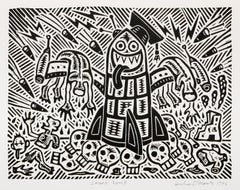 Bomba inteligente, linograbado Pop Art de Richard Mock