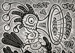 Smog Swallow, Pop Art Linocut by Richard Mock