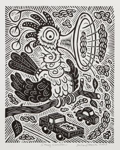 Smog Swallow, Linogravure Pop Art de Richard Mock