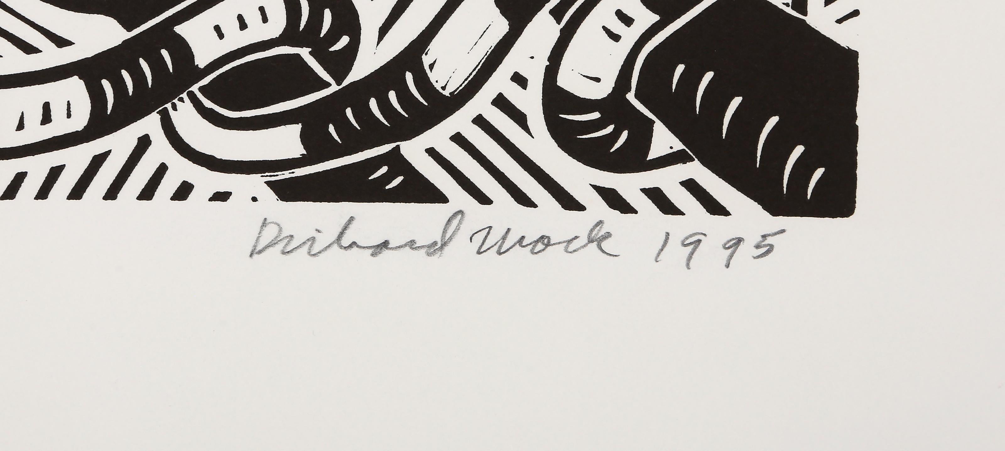 Tribal Art Over Nationalism, linogravure pop art de Richard Mock en vente 3