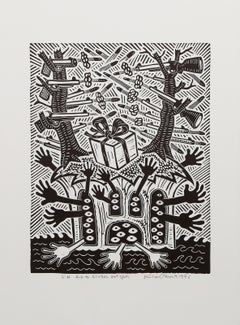 UN Aid to Global Hot Spots, Pop Art Linocut by Richard Mock