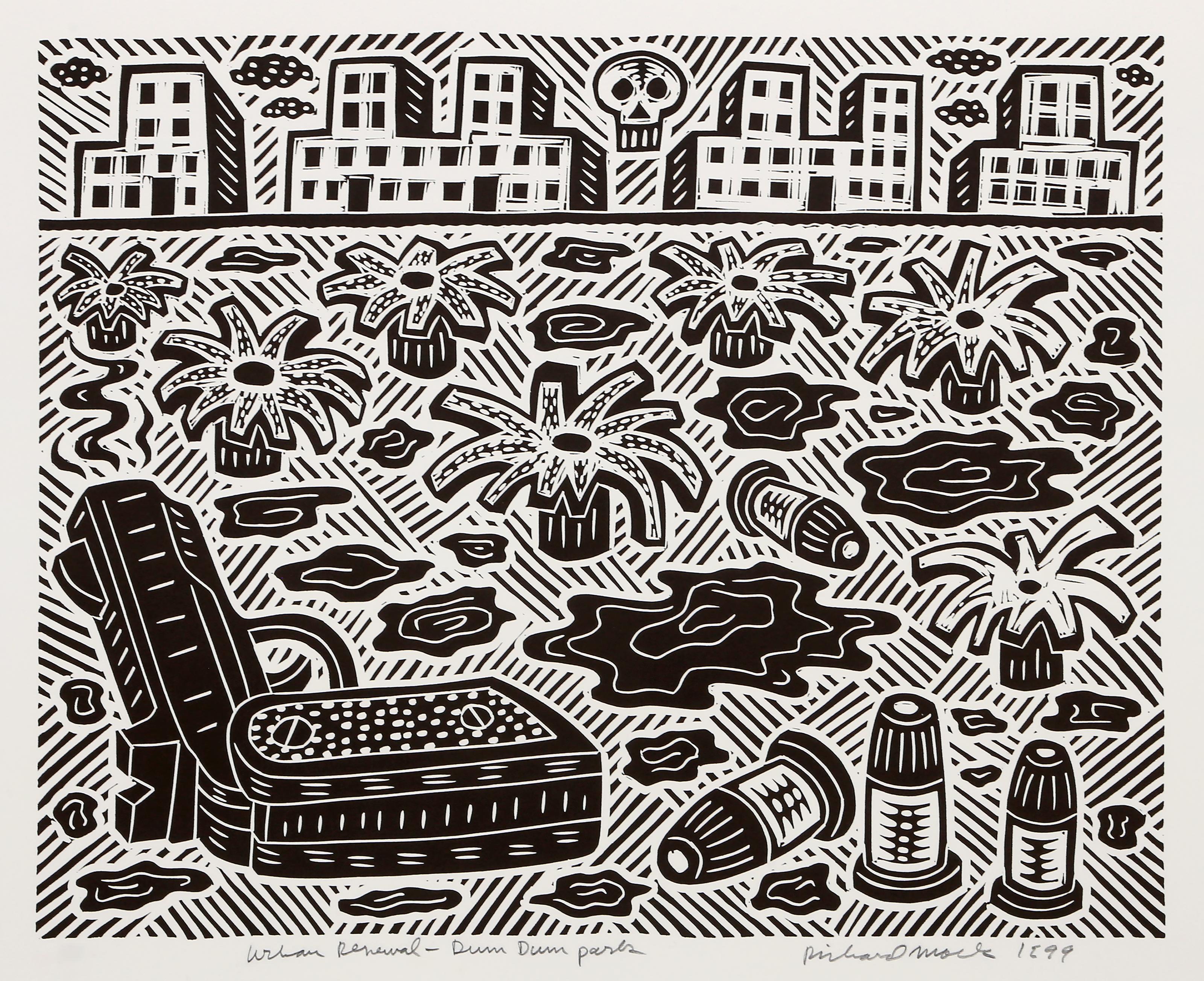 Urban Renewal - Dum Dum Park, Pop Art Linocut by Richard Mock