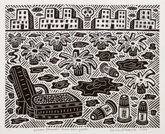 Urban Renewal - Dum Dum Park, Pop Art Linocut by Richard Mock