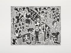 What A Family?, Pop Art Linocut by Richard Mock