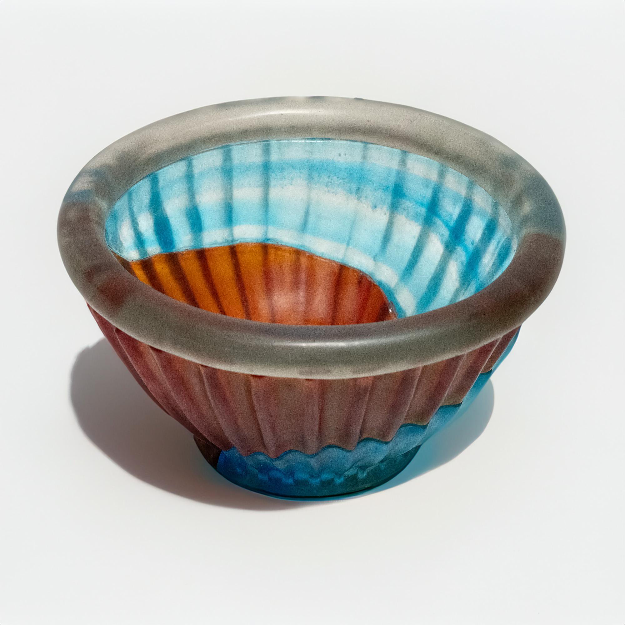 Blue and Orange Spiral Bowl