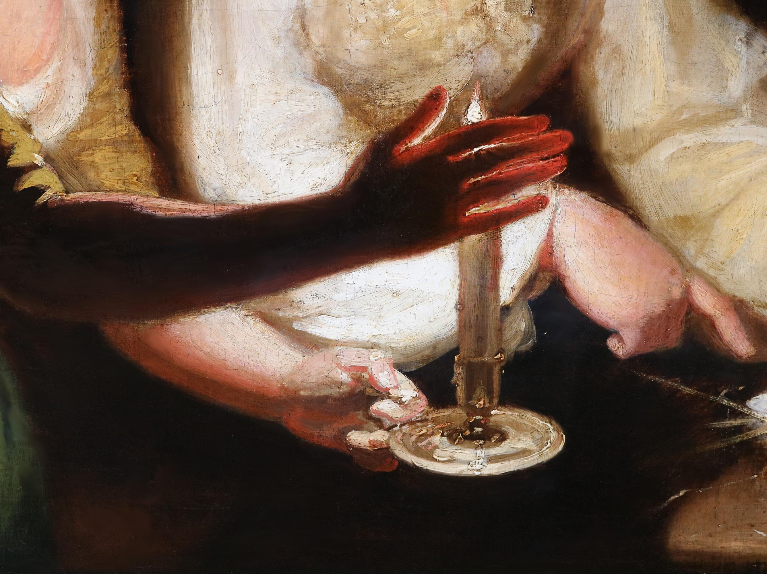 L'uovo d'oro - Pittura a olio dei primi del XIX secolo che raffigura gli innamorati di Mother Goose in vendita 2