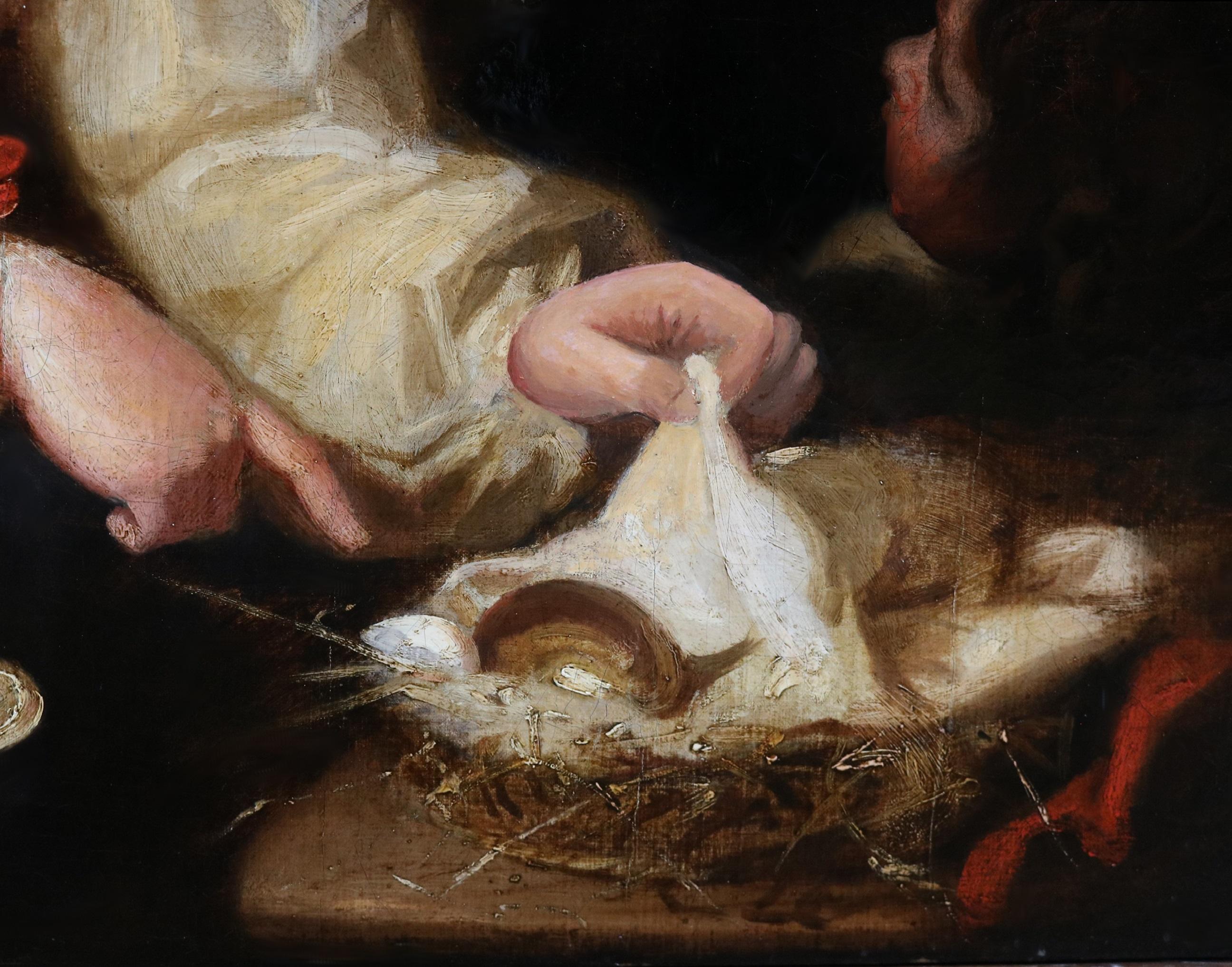 L'uovo d'oro - Pittura a olio dei primi del XIX secolo che raffigura gli innamorati di Mother Goose in vendita 3