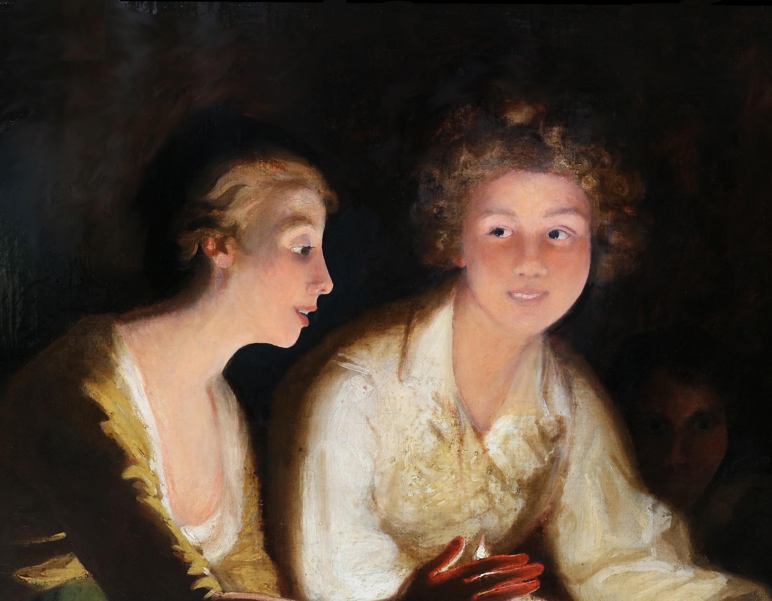 L'uovo d'oro - Pittura a olio dei primi del XIX secolo che raffigura gli innamorati di Mother Goose in vendita 4