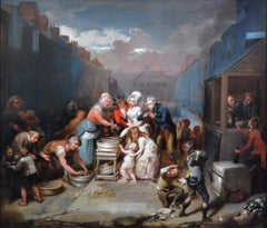 Important Large 18th Century Royal Academy Oil Painting Georgian London Festival